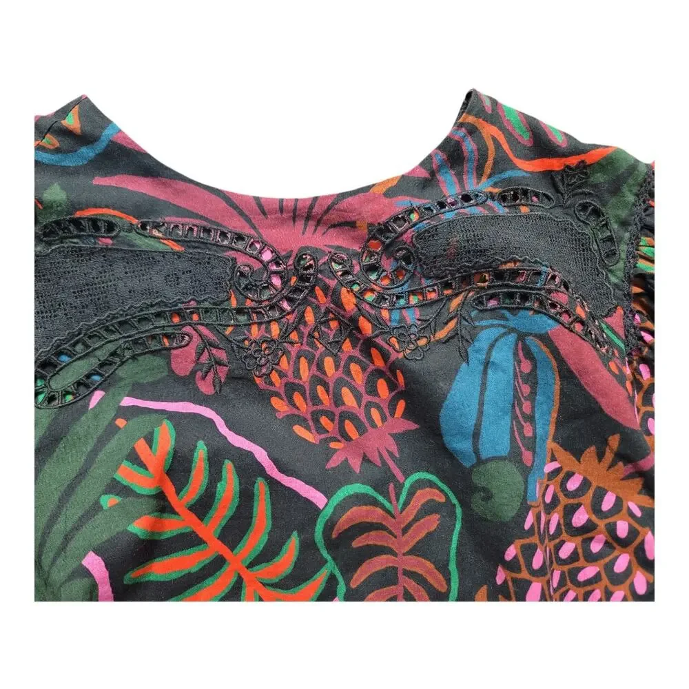 FARM Rio FrutisDream Puff Sleeve SubtleFruit Print NWT Sz S BOHO Art to Wear Y2K